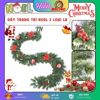Dây thông noel 3 loại lá có trang trí 2m7 trang trí sự kiện, trang trí giáng sinh , trang trí cây thông