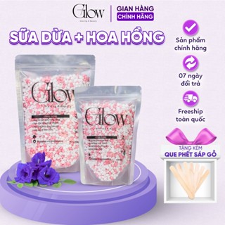 Sáp Wax Lông Sữa Dừa Mix Hoa Hồng Cao Cấp Siêu Bám Lông Chuyên Wax Bikini, Body GLOWWAXING Tặng Que Gỗ