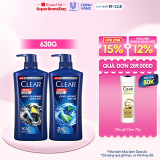 Dầu Gội Đầu cho nam Clear Men đánh bay gàu, ngứa và vi khuẩn mát lạnh cực đỉnh suốt ngày dài 630g