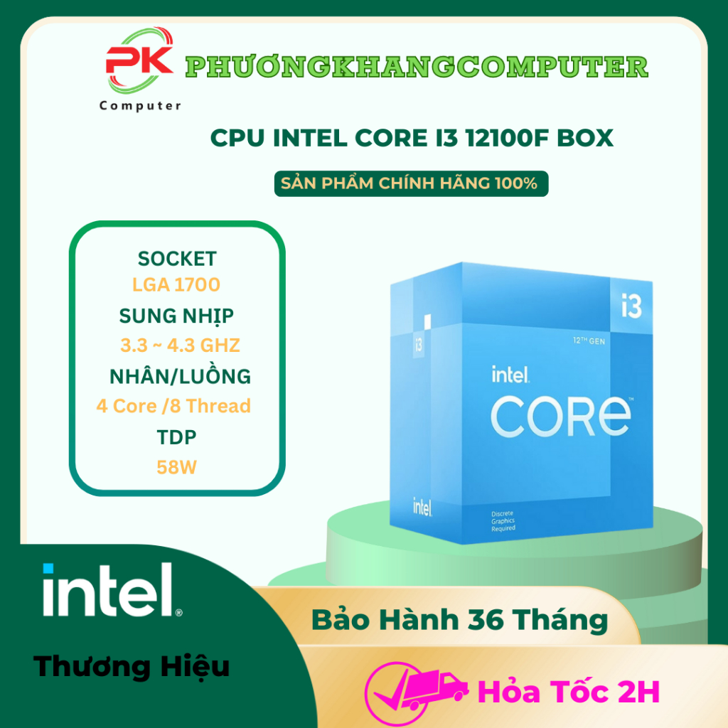 CPU Intel Core I3 12100F / I5 12400 / I5 12400F / I7 12700k / i3 12100