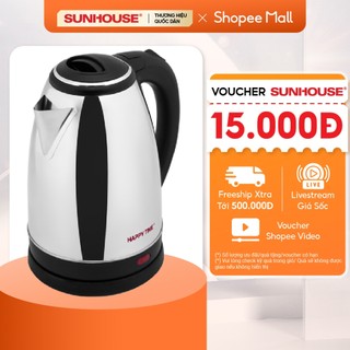 [Mã ELBSJBP03 giảm 12% đơn 500K] Ấm siêu tốc Inox 1.8L SUNHOUSE Happy Time HTD1088