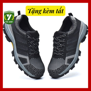 Giày Bảo Hộ Lao Động Nam Nữ Thể Thao Siêu Bền - Đế Thép Mũi Thép - Tặng Kèm Tất Chân