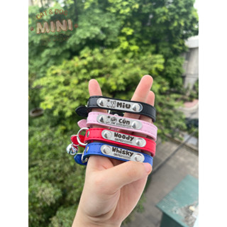 (CÓ SẴN) Vòng cổ khắc tên cho chó, cho mèo theo yêu cầu (TẶNG CHUÔNG)