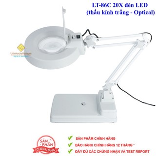 (Bảo hành 12 tháng) Kính lúp để bàn LT-86C 20X đèn LED (thấu kính trắng - Optical)
