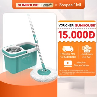 Bộ lau nhà xoay 360 độ Sunhouse KS-CL330S - Kèm thùng tự vắt có lồng inox chống gỉ, dễ làm sạch - Hàng chính hãng