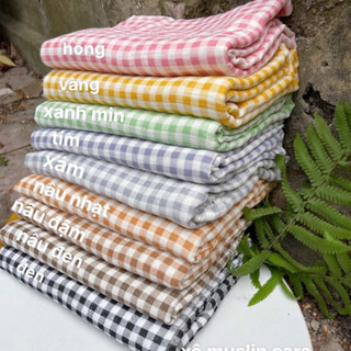 vải xô muslin cao cấp 2 lớp kẻ caro mềm mịn,thấm hút siêu đỉnh