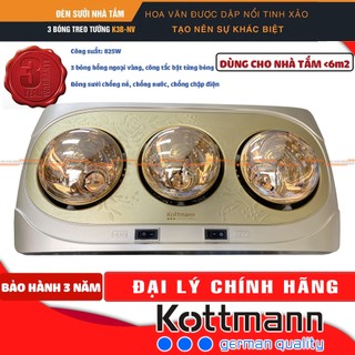 [BẢO HÀNH 3 NĂM 1 ĐỔI 1] Đèn sưởi nhà tắm Kottmann 3 Bóng Hồng Ngoại [CHÍNH HÃNG]
