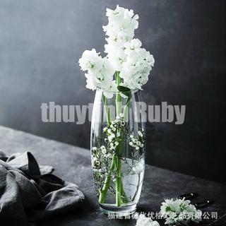 Bình bông lọ hoa hình trụ búp dáng cao, lọ cắm hoa thủy tinh trụ tròn