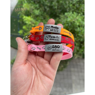   CÓ SẴN  Vòng cổ vải khắc tên cho chó mèo thú cưng theo yêu cầu họa tiết phản quang 