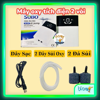 Máy thổi oxy tích điện 2 vòi ĐỀ PHÒNG CÚP ĐIỆN hiệu SOBO SB-268 thích hợp cho hồ cá cảnh