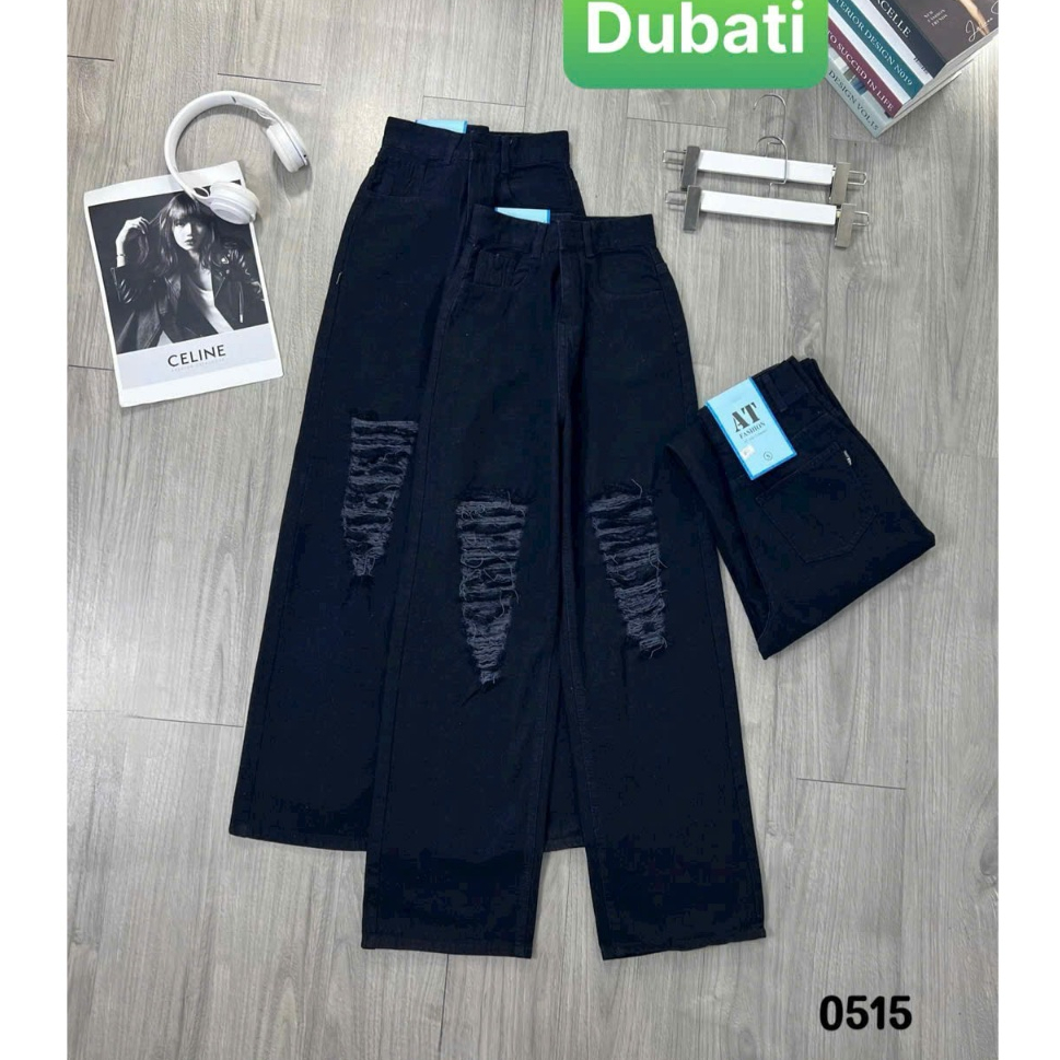 QUẦN JEAN NỮ BAGGY ỐNG SUÔNG RÁCH LƯNG CAO NÂNG MÔNG PHONG CÁCH SANG CHẢNH - DUBATI FASHION