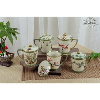 Cốc sứ đưng nước, pha trà có nắp đậy Bát Tràng