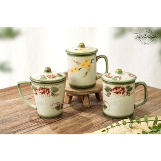 Cốc sứ đưng nước, pha trà có nắp đậy Bát Tràng