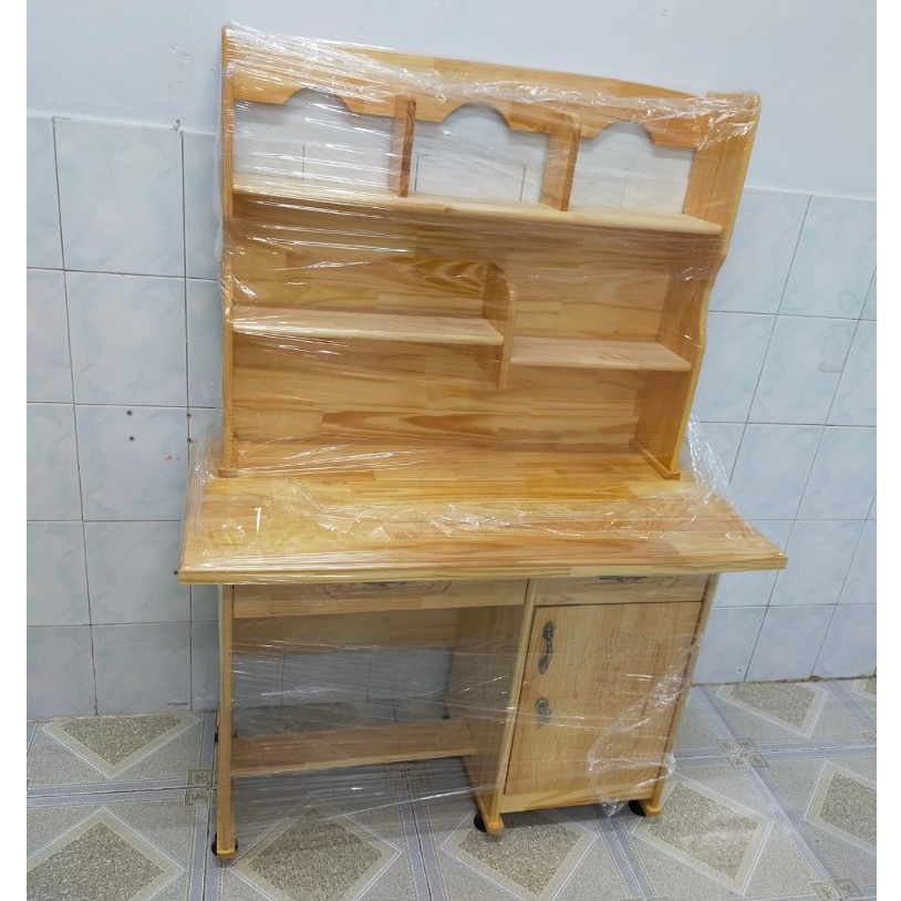[HỎA TỐC HCM] Bàn học sinh gỗ thông liền kệ - bàn học sinh gỗ tự nhiên miễn ship HCM