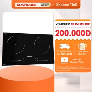 Bếp đôi điện từ hồng ngoại Sunhouse SHB81011-EC - Booster nấu nhanh - 9 mức chỉnh, 2 vùng nấu: 1 điện từ, 1 hồng ngoại