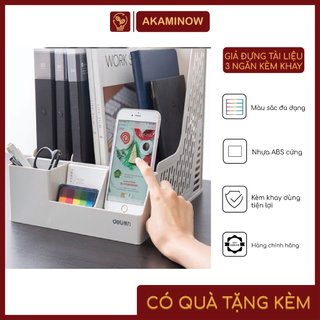 Giá đựng tài liệu 3 ngăn kèm khay để bút Deli