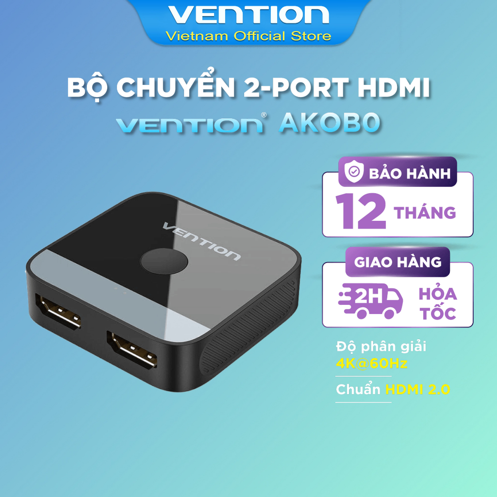 Bộ chuyển đổi 2-Port HDMI Bi-Direction 4K VENTION AKO (2 chiều, 2in - 1out / 1in - 2out, 4K@60Hz)