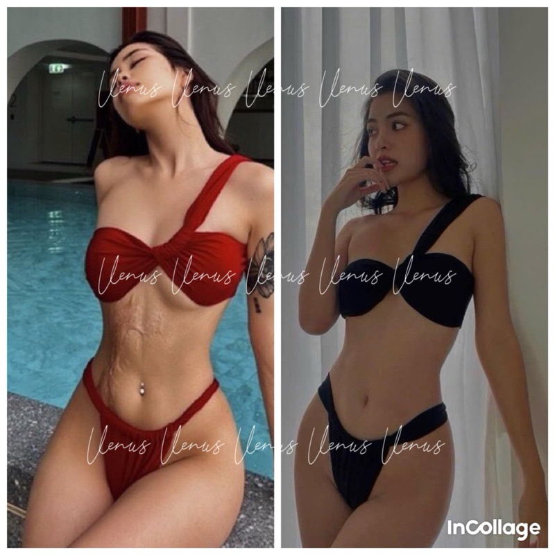 Bikini áo tắm 2 mảnh 1 vai chéo - quần sexy lọt khe siêu đẹp ( sẵn hàng hỏa tốc hcm)