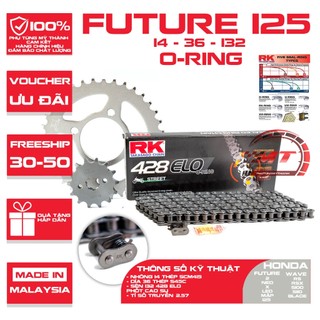 Nhông sên dĩa Future 125 phốt cao su thương hiệu RK