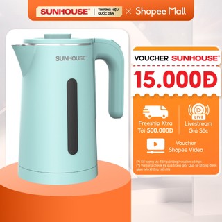 Ấm siêu tốc inox 2 lớp 1.8L SUNHOUSE SHD1351 - Công suất 1500W - Thân chống bỏng  - Bảo hành 12 tháng - Hàng Chính Hãng
