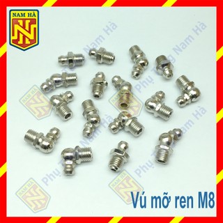 Vú bơm mỡ bò ren m8 các loại, vú bơm mỡ bò m8 cong 90, vú bơm mỡ bò m8 cong 45, vú bơm mỡ bò m8 thẳng