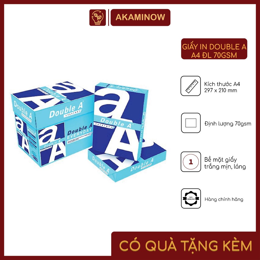 Giấy in A4 Double A A4 ĐL 70gsm