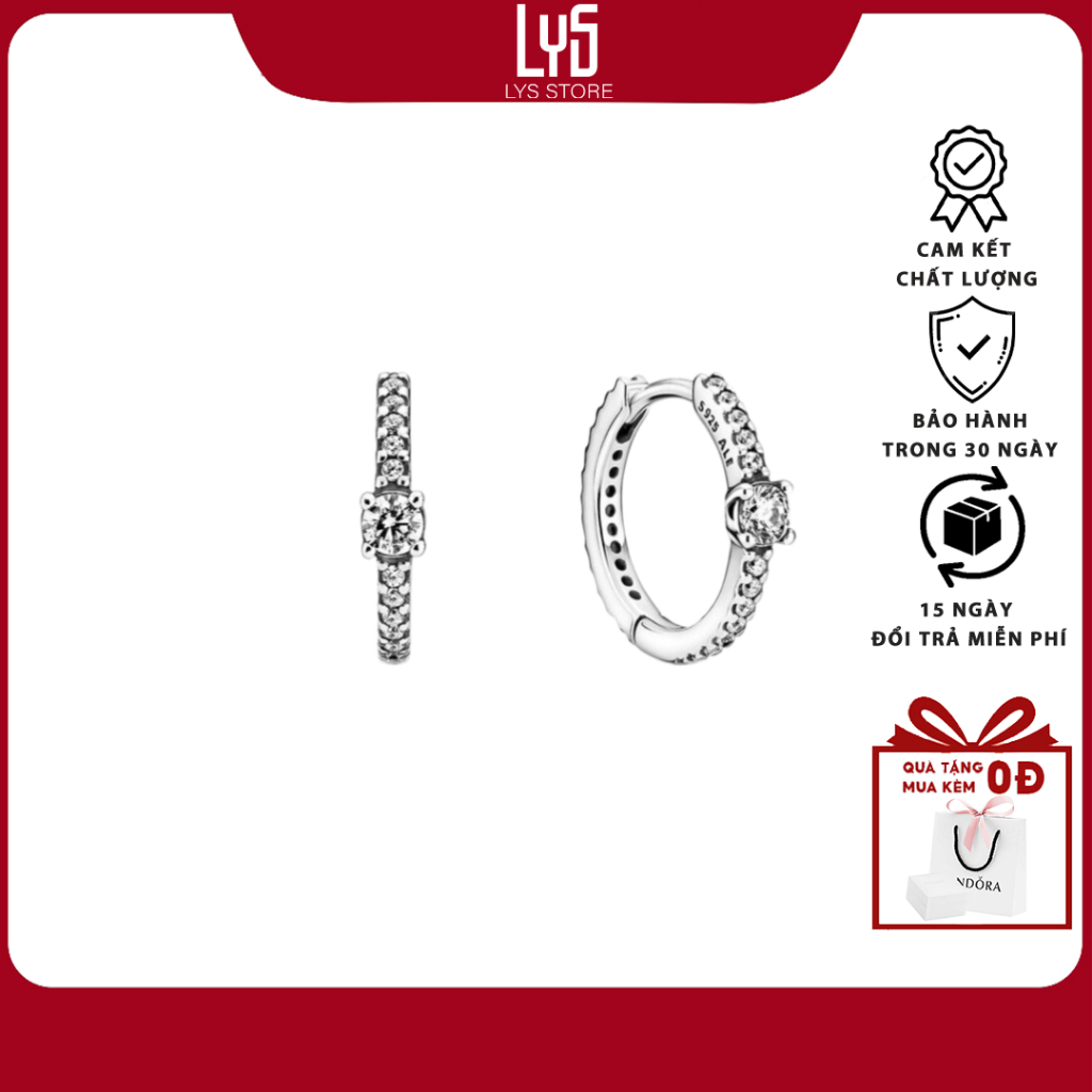 Khuyên tai bạc Lys Sparkling Hoop Earrings 3055 - Khuyên tai Bạc S925 Fullbox  PAN