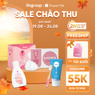 Cốc nguyệt san Lincup chính hãng size 25ml/34ml/40ml nhập khẩu Mỹ và bộ 4 sản phẩm thiết yếu hỗ trợ dùng cốc nguyệt san