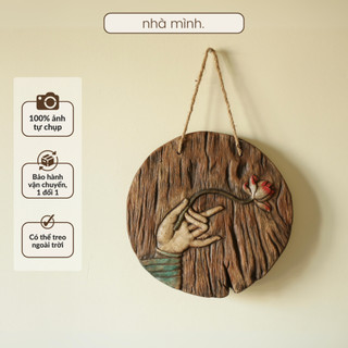 Phù điêu niêm hoa vi tiếu, phù điêu hoa sen treo tường decor trang trí nhà cửa, ban công, sân vườn