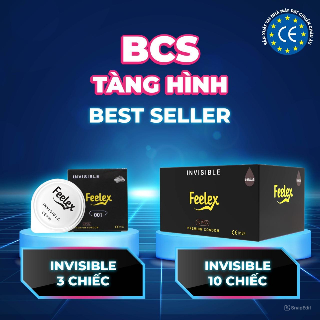 Bao cao su Feelex siêu mỏng, nhiều gel bôi trơn, hương thơm gân gai, kéo dài thời gian quan hệ