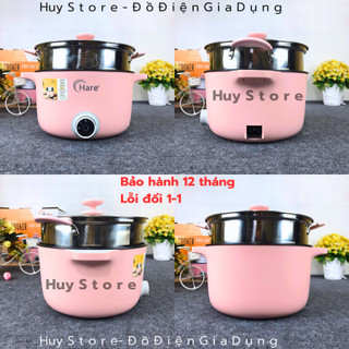 Nồi Lẩu Điện Đa Năng Mini HR-MF2506 Nồi 2 Tầng Chính Hãng Hare, Nồi Lẩu Điện 2 Tầng Mini HR-MF2506 Kèm Giá Hấp Huy Store