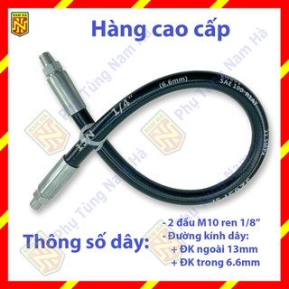 Dây bơm mỡ bò mềm dài 50cm và 100cm chịu áp lực cao, 2 đầu ren M10 lắp vừa các loại bơm mỡ và đầu bơm mỡ thông dụng