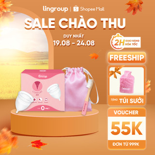 Combo Cốc nguyệt san Lincup 3 size đi kèm túi lụa, bàn chải vệ sinh cốc