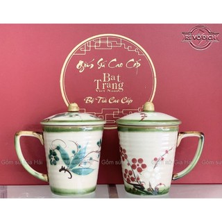 Cốc sứ đưng nước, pha trà có nắp đậy Bát Tràng