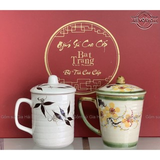Cốc sứ đưng nước, pha trà có nắp đậy Bát Tràng