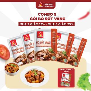 Combo 5 Gói xốt bò sốt vang 80g AZ CHEF - Xốt nấu bò sốt vang thơm ngon đậm đà, không cần nêm nếm.