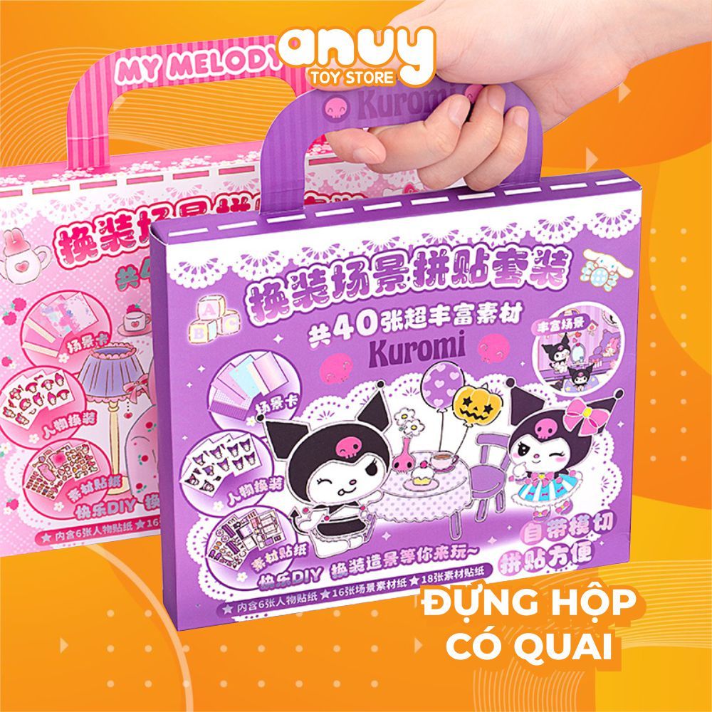 Bộ dán sticker trang trí Sanrio Kuromi My Melody nhà búp bê