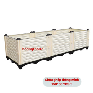 Chậu ghép trồng rau cạch, chậu nhựa trồng cây sân thượng ban công dài 150cm rộng 50cm cao 39cm hoangtho87