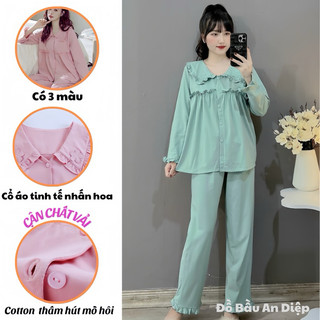 Bộ đồ bầu dài tay sang chảnh sau sinh ,Chất liệu Cotton thấm hút mồ hôi tốt BD02