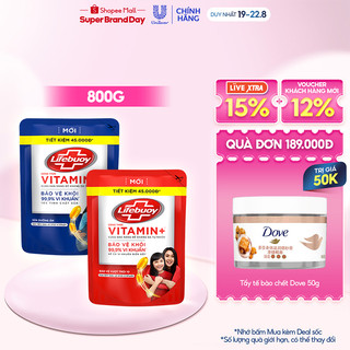 Sữa Tắm Lifebuoy Sạch Khuẩn Bảo Vệ Khỏi 99.9% Vi Khuẩn Chứa Ion Bạc+ Hỗ Trợ Cùng Đề Kháng Da Tự Nhiên 800G