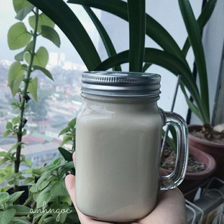 Cốc thủy tinh có quai có nắp kín 480ml ly trơn chưa in