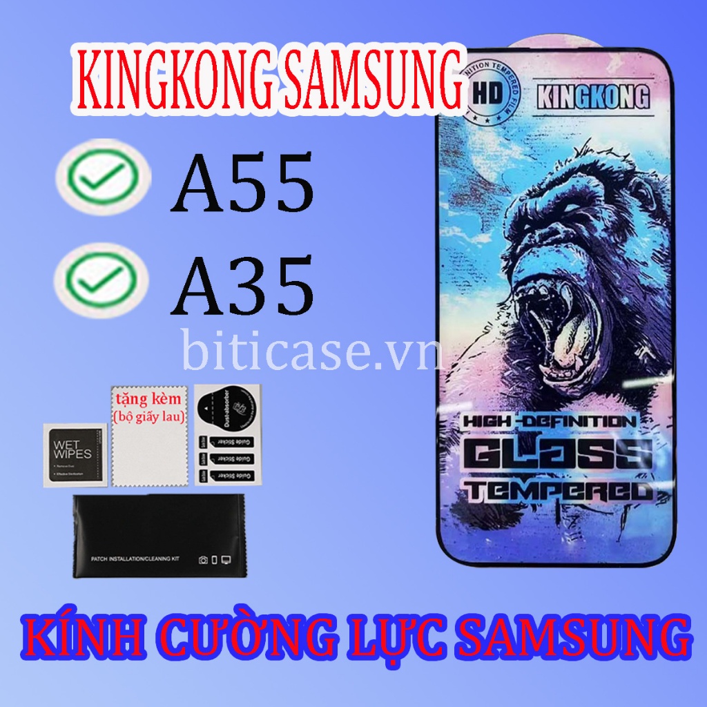 Kính cường lực samsung a55 / a35 (o73) kingkong xanh giá rẻ