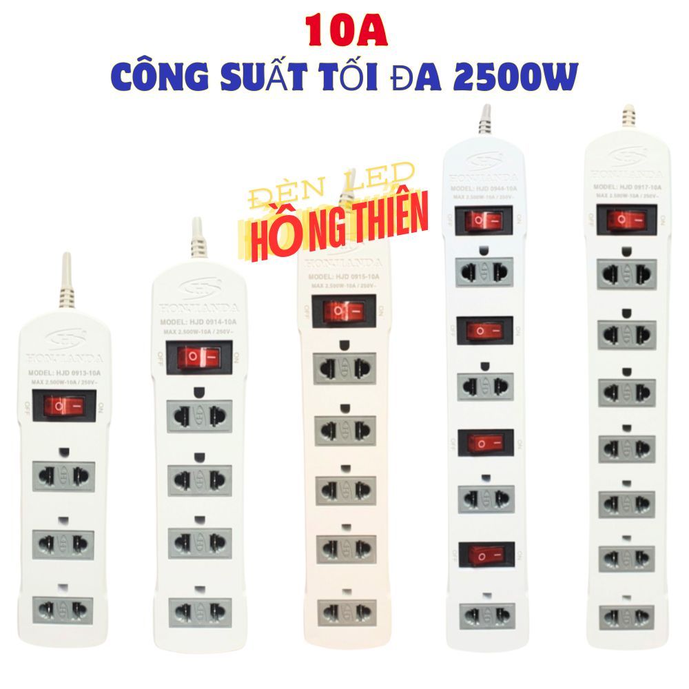 Ổ Cắm Điện Honjianda Mã 09 10A Dây 3 mét - 5 Mét An Toàn Chống Quá Tải