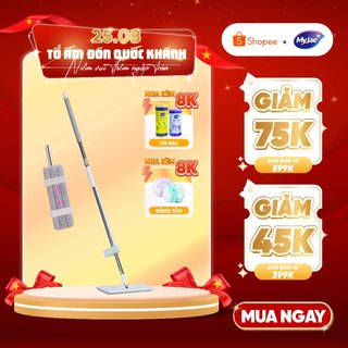 Cây lau nhà myjae đài loan sợi polyester kéo vắt thông minh sạch nhanh 360 độ 125cm
