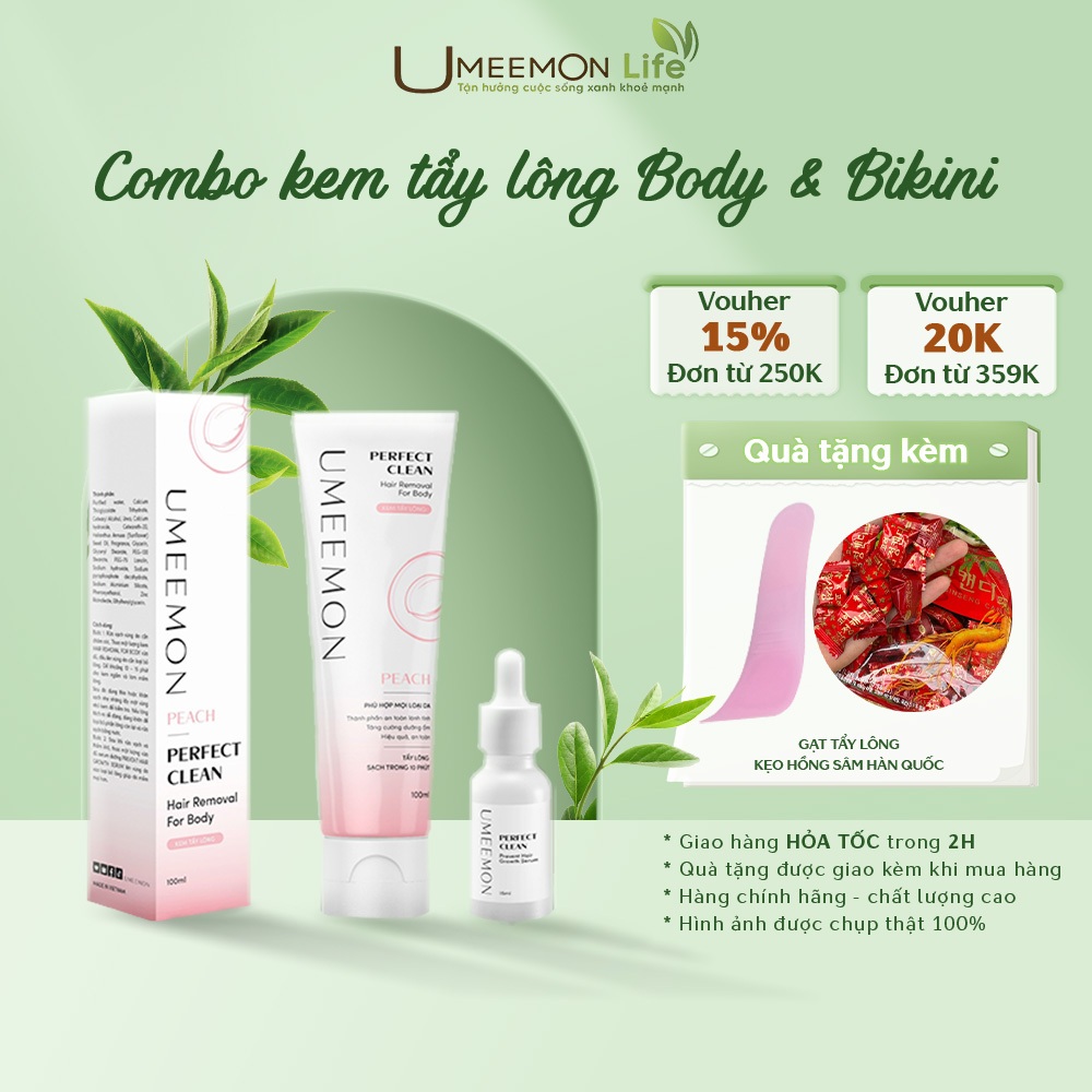 Kem tẩy lông UMEEMON combo kem tẩy lông vùng kín, nách, tay, chân, an toàn không kích ứng đau rát dung tích 100g