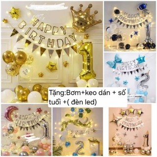 FREESH(TẶNG BƠM VÀ BĂNG KEO ,ĐÈN LED),set bóng bay trang trí sinh nhật,trang trí thôi nôi bé trai bé gái KÈM TRỤ 7 NHÁNH
