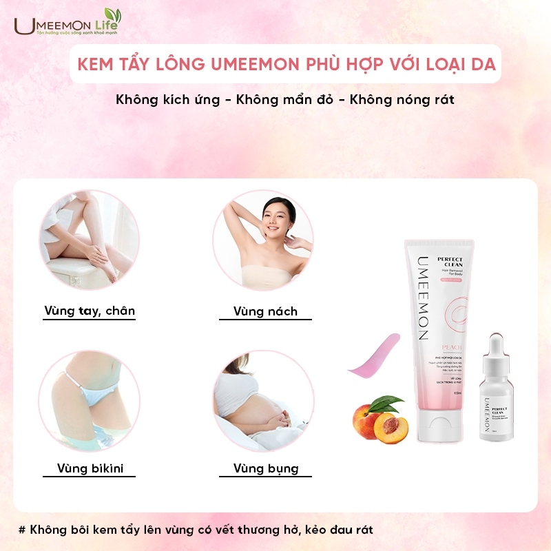Kem tẩy lông UMEEMON combo kem tẩy lông vùng kín, nách, tay, chân, an toàn không kích ứng đau rát dung tích 100g