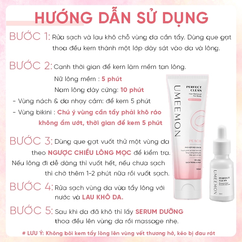 Kem tẩy lông UMEEMON combo kem tẩy lông vùng kín, nách, tay, chân, an toàn không kích ứng đau rát dung tích 100g