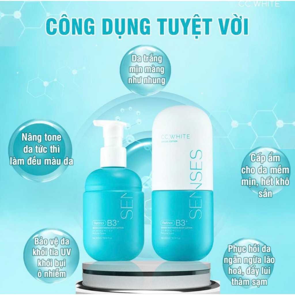 Kem Body SENSES RETINOL CCWHITE - CẤY TRẮNG BODY SENSES Phiên Bản Siêu Trắng 300ml