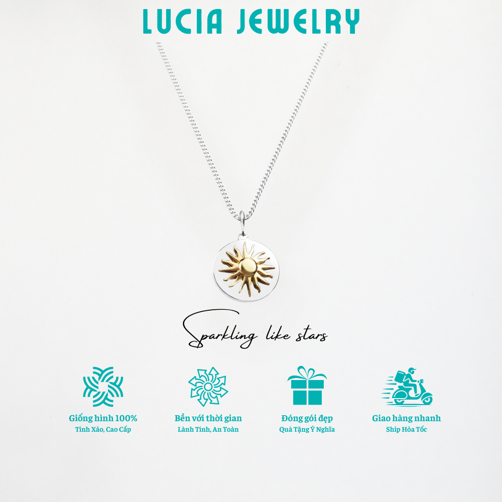 Dây Chuyền Bạc Nữ S925 Lucia, Vòng Cổ Mặt Hình Mặt Trời 2 Màu Cá Tính Lucia Jewelry